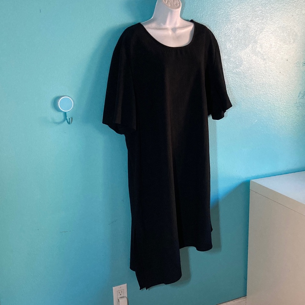 Habits Womans Size 3X Black Asymmetrical Hem Pullover Short Sleeve Tunic Dress